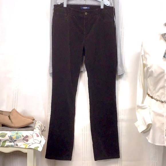 CHAPS Corduroy Dark Brown Slimming Stretch 5 Pocket Zip Front - Picture 1 of 11